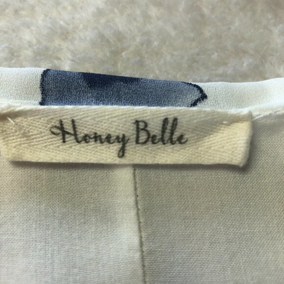 HONEY Belle Off White Floral Long Sleeve Flowy V Neck Top Size Large - Picture 4 of 13